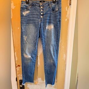 Vervet Distressed Ankle Skinny Button Fly Jean Size 30